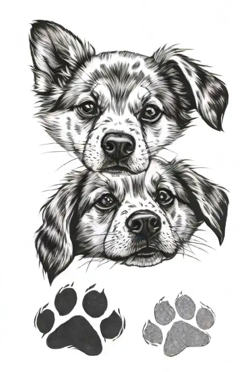 paw and nose dog paw prints tattoo design idea