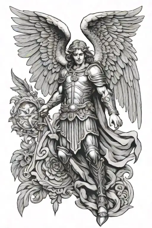 Saint Michael archangel tattoo design idea