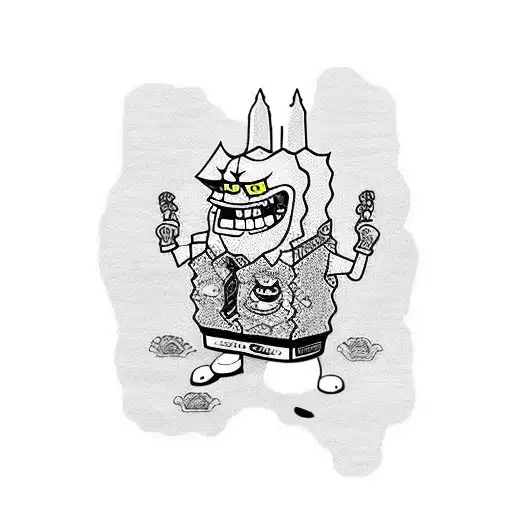 evil spongebob tattoo design idea