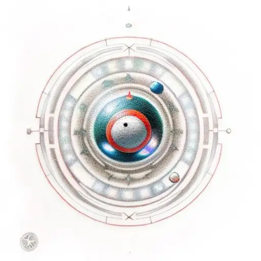 pokeball solar system tattoo design idea