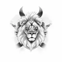 lion, lamb and 3 crosses tattoo design idea