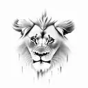 lion, lamb and 3 crosses tattoo design idea