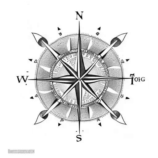 viking compass with artic tern bird  tattoo design idea