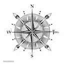 viking compass with artic tern bird  tattoo design idea