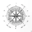 viking compass with artic tern bird  tattoo design idea
