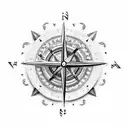 viking compass with artic tern bird  tattoo design idea