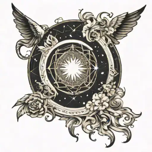 self-improvement (connection to the mind & body) self-e (connection to the heavens) self-respect (connection to heavens) tattoo design idea
