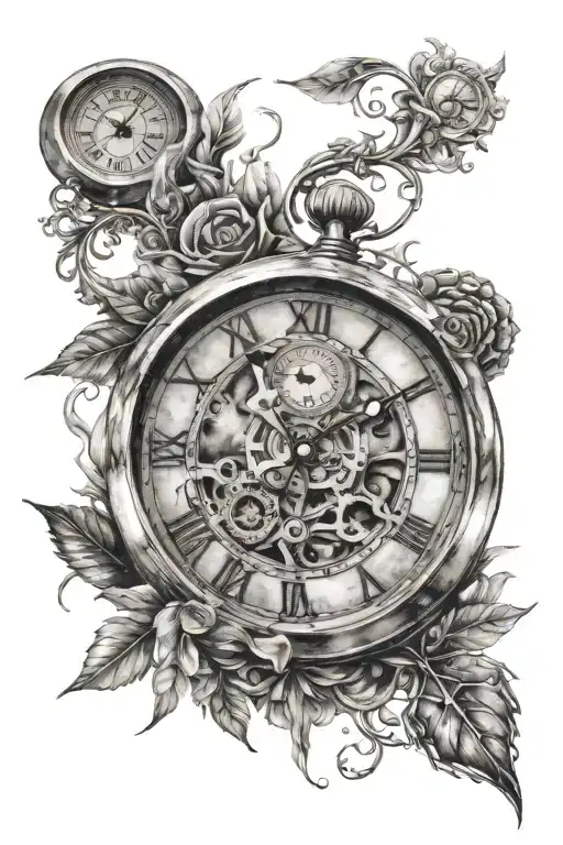 Clocks with Roman numerals on it and a blank space on one of the clocks saying “time will tell” forearm tattoo tattoo design idea