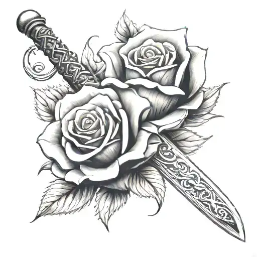 Viking sword ship rose sleeve tattoo tattoo design idea