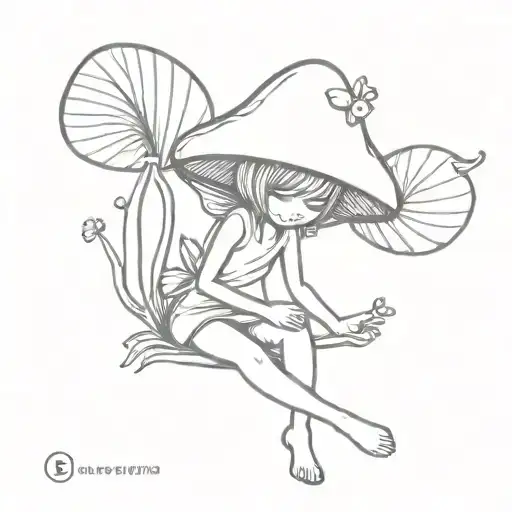 mushroom fairy tattoo design idea
