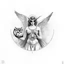 Greek Goddess Aphrodite with Owl for upper arm tattoo design idea