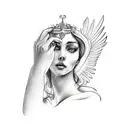 Greek Goddess Aphrodite with Owl for upper arm tattoo design idea