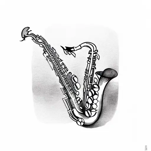 saxophone with names Moos and Roel tattoo design idea