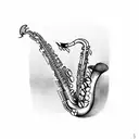 saxophone with names Moos and Roel tattoo design idea
