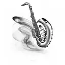saxophone with names Moos and Roel tattoo design idea