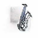 saxophone with names Moos and Roel tattoo design idea