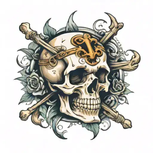skull and crossbones tattoo design idea