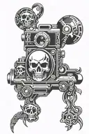 camera and skull tattoo design idea