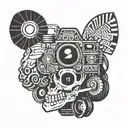 skull and camera tattoo design idea