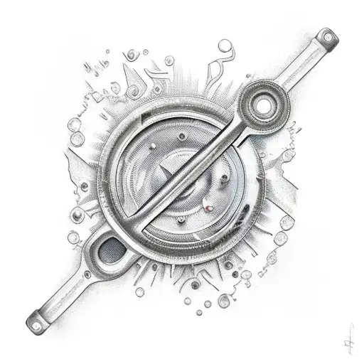 A realistic depiction of a mechanic's wrench surrounded by vibrant nature elements tattoo design idea