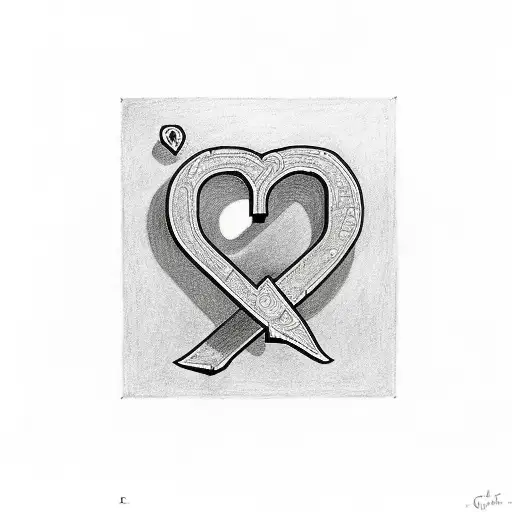 letter C  with a plane and a heart tattoo design idea