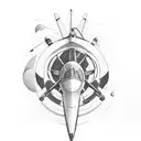  C  with a plane and a heart tattoo design idea