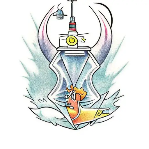 Combine elements from Dexter's Laboratory and other Cartoon Network shows in a playful mashup design tattoo design idea