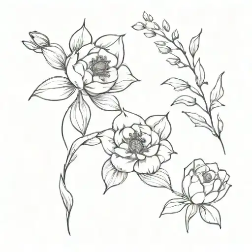February and december birth flowers tattoo design idea