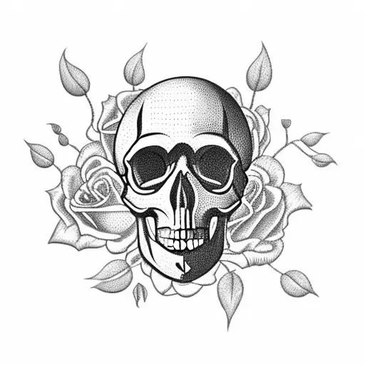 skull and roses with a nordic twist tattoo design idea