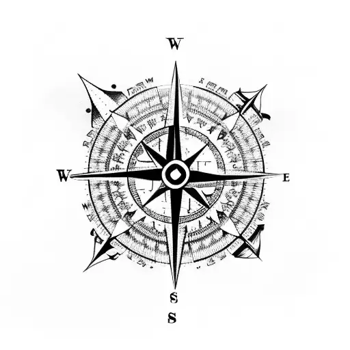 Compass with love, hunting and car tattoo design idea