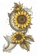 moon phase and sunflower for men tattoo design idea