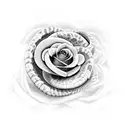 snake and small rose tattoo design idea