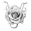 snake and small rose tattoo design idea