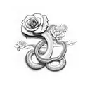 snake and rose tattoo design idea