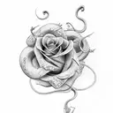 snake and rose tattoo design idea