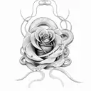 snake and rose tattoo design idea