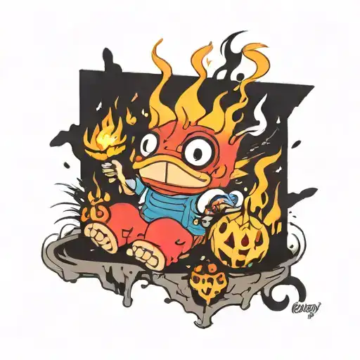 hyaku shiki + calcifer + mario tattoo design idea