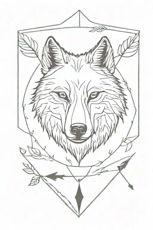 point virgule, wolf, arrow tattoo design idea