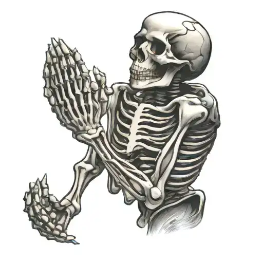 skeleton praying hands praying tattoo design idea