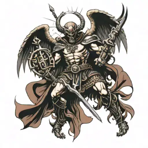 St. micheal slaying the devil tattoo design idea