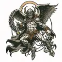 St. micheal slaying the devil tattoo design idea