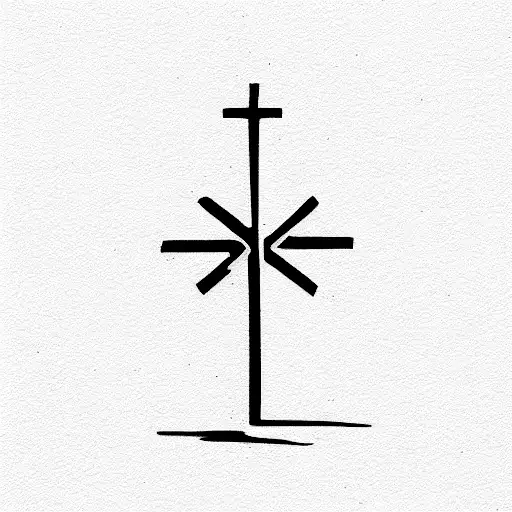 text: "Owned by Nicolai" a cross tattoo design idea