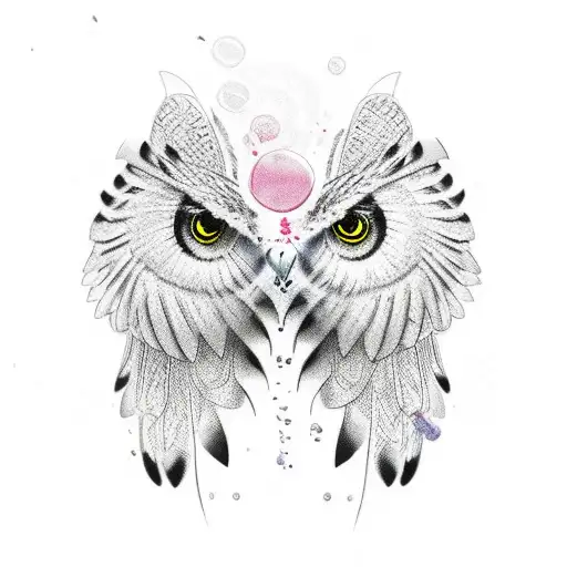 owl wings open engrave style tattoo design idea