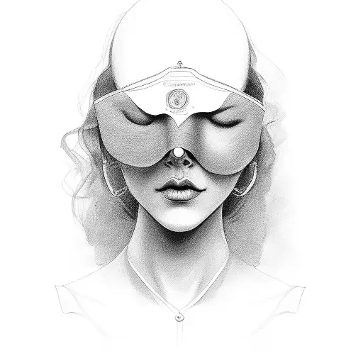 lady with a blindfold tattoo design idea