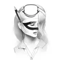 lady with a blindfold tattoo design idea