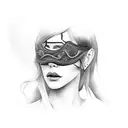 lady with a blindfold tattoo design idea