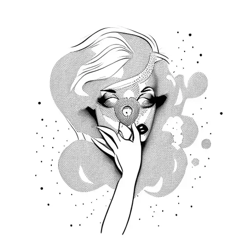 pop art woman blowing a kiss tattoo design idea