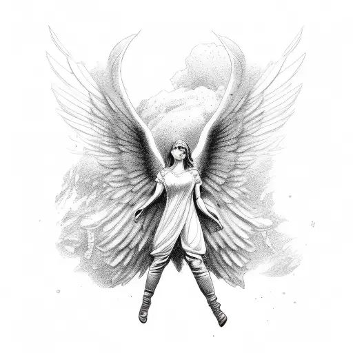 angel falling tattoo design idea
