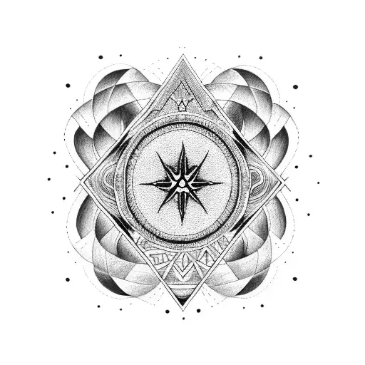 A dotwork tattoo of a medicine wheel with African symbols incorporated, representing the client's interest in medicine and African spirituality tattoo design idea