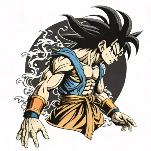 goku standing in front tattoo design idea